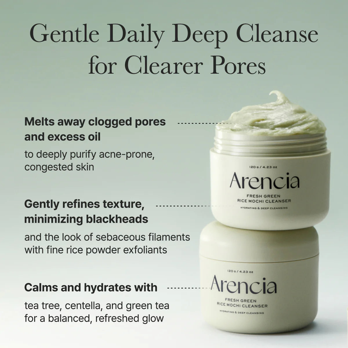 [Limpiador facial] Arencia Fresh Green Rice Mochi Cleanser 120ml