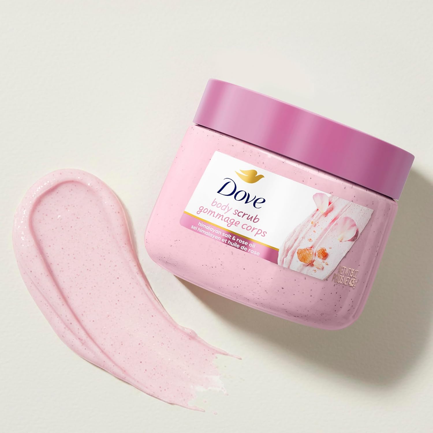 Dove Exfoliante corporal de sal y aceite de rosa del Himalaya