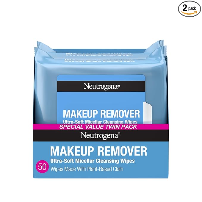 Neutrogena Toallitas Micelares para quitar maquillaje sin alcohol pack de 2