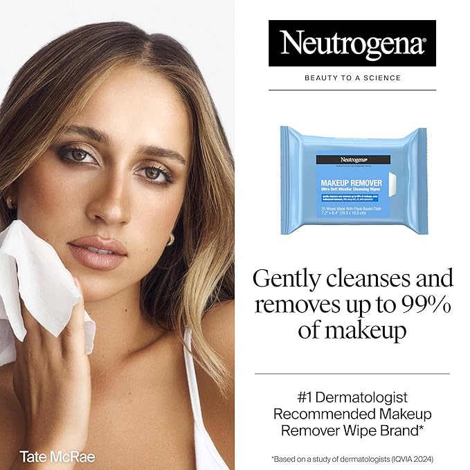 Neutrogena Toallitas Micelares para quitar maquillaje sin alcohol pack de 2